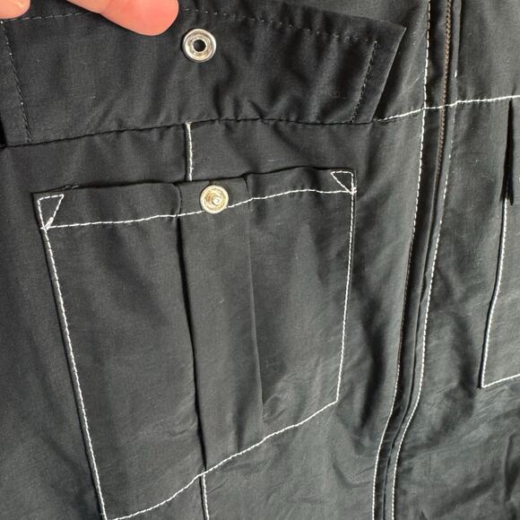 Nike Vintage Y2K Black Double Zipper Contrast Stitching Cotton Nylon Jacket Sz L - Picture 4 of 8